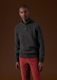 Paul Stuart Wool & Cashmere Donegal Button Mock Neck, thumbnail 2