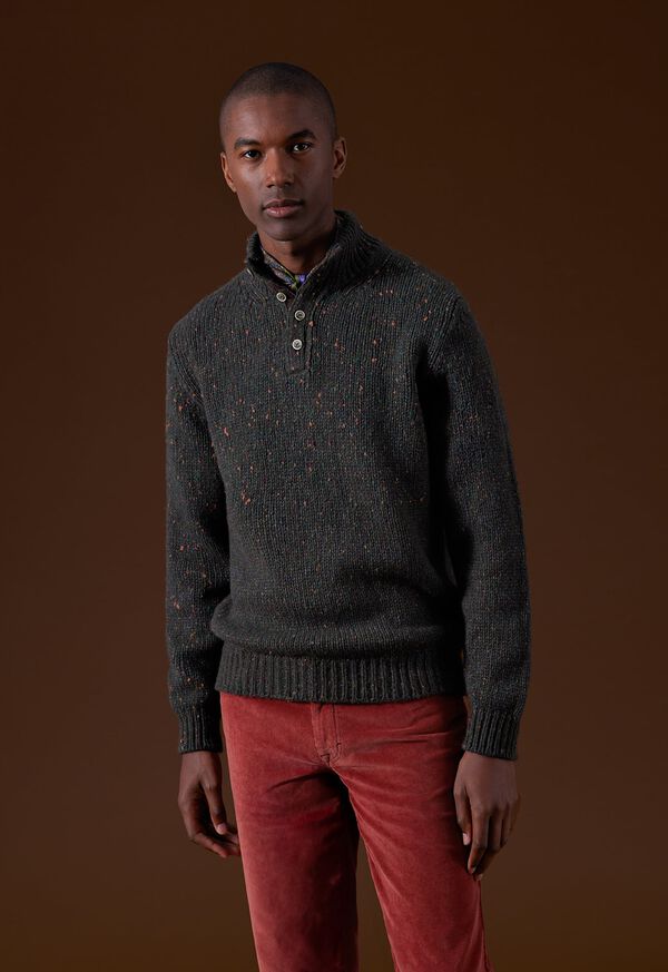 Paul Stuart Wool & Cashmere Donegal Button Mock Neck, image 2