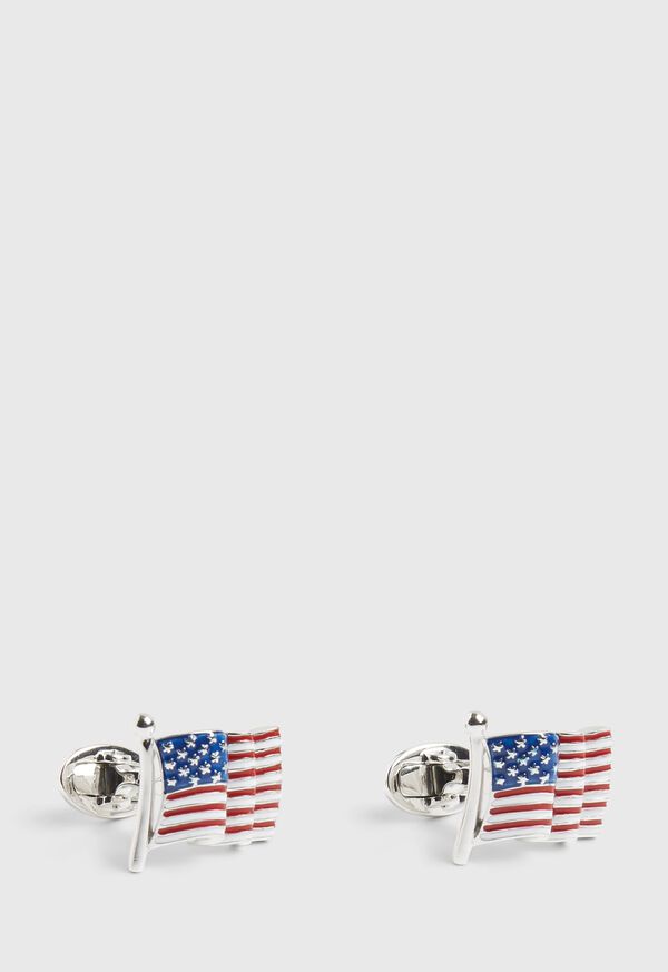Paul Stuart Enameled American Flag Cufflinks, image 1