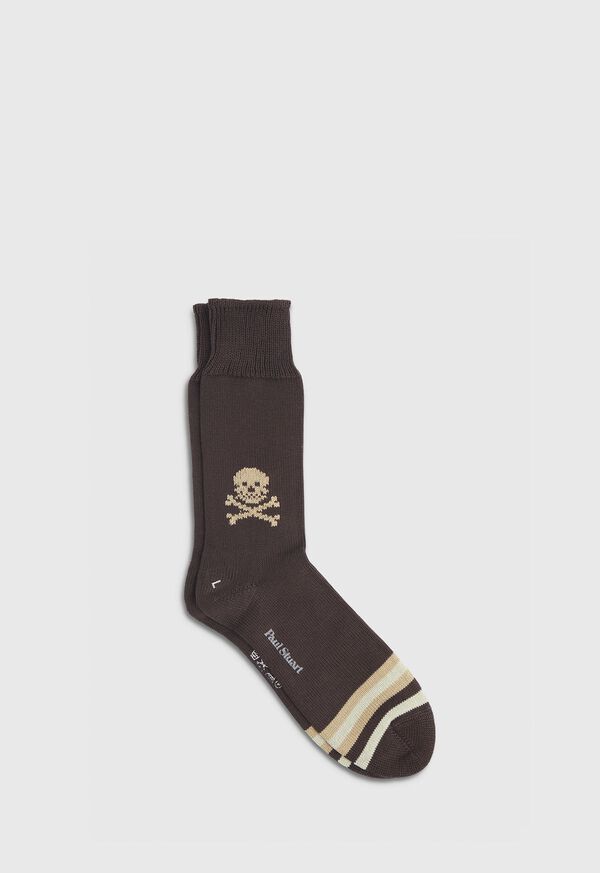 Paul Stuart Heavy Weight Cotton Skull & Crossbones Sock, image 1