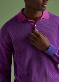 Paul Stuart Cotton Stripe Long Sleeve Polo, thumbnail 3