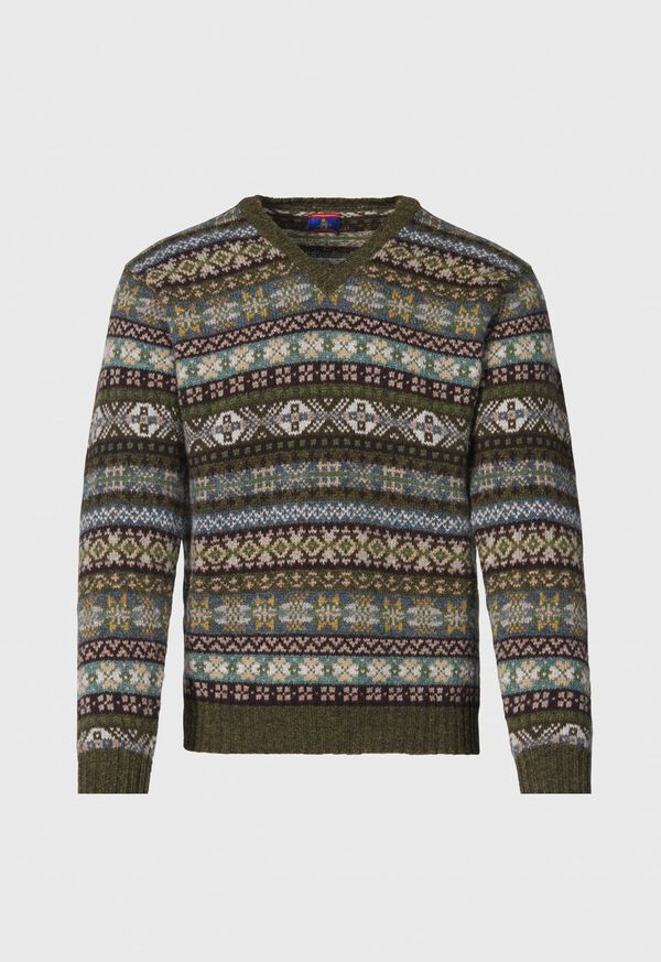 Paul Stuart Fair Isle Shetland Wool Sweater