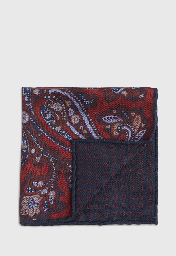 Paul Stuart Reversible Paisley Silk Pocket Square, image 1