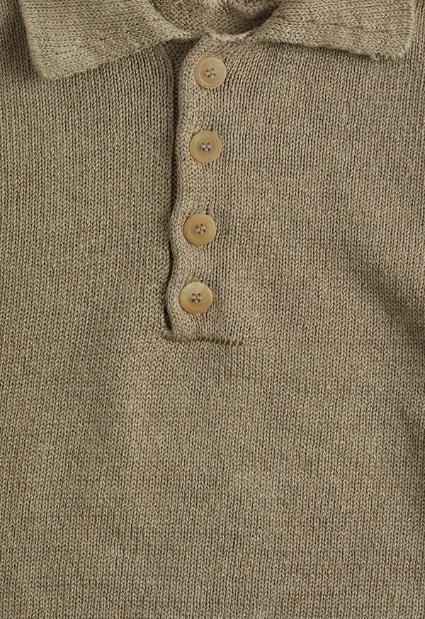 Paul Stuart Linen Knitted Short Sleeve Polo Shirt, image 2
