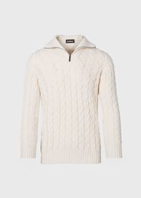 Paul Stuart Cotton Cable Zip Neck Pullover, thumbnail 1
