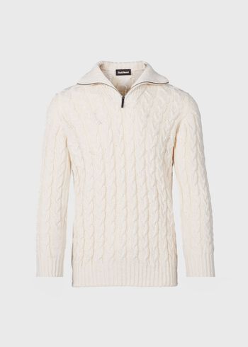 Paul Stuart Cotton Cable Zip Neck Pullover