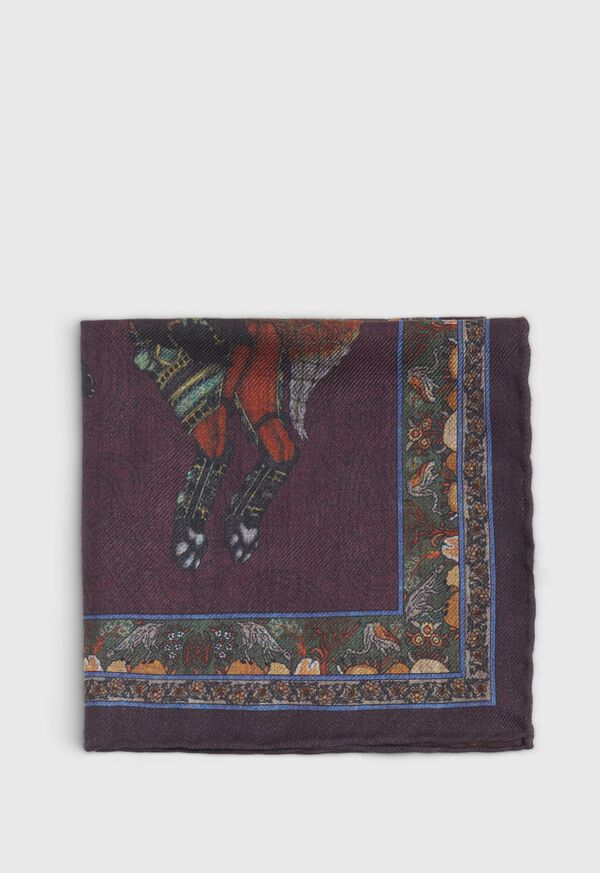 Paul Stuart Armed Fox Print Wool Pocket Square, image 5