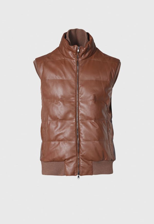 Paul Stuart Leather Goose Down Vest, image 1