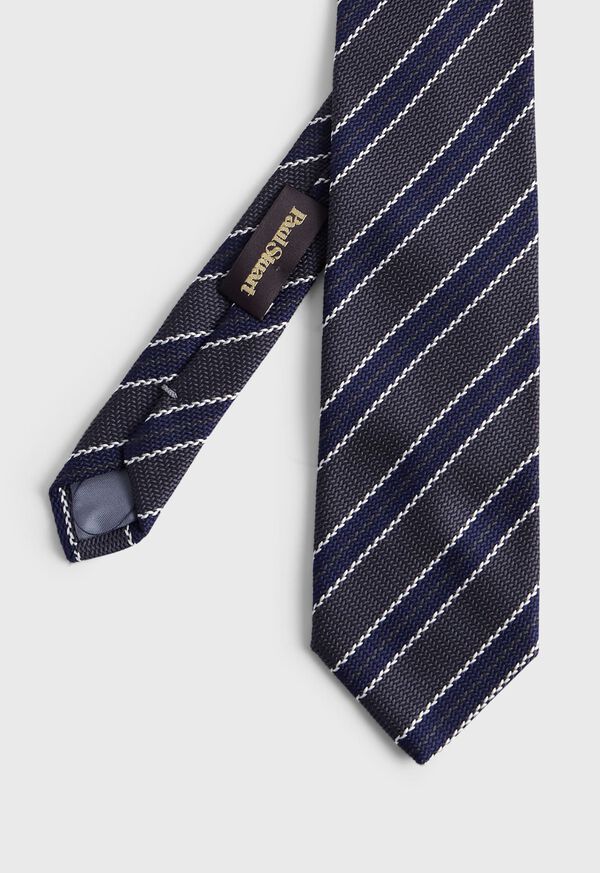 Paul Stuart Woven Silk Jacquard Two Color Stripe Tie, image 1