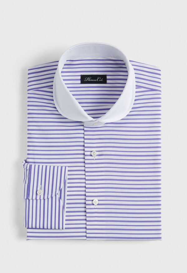 Paul Stuart Round Collar Horizontal Stripe Dress Shirt, image 1