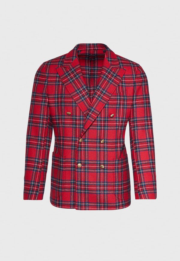 Paul Stuart Wool Red Tartan Double Breasted Jacket, image 1