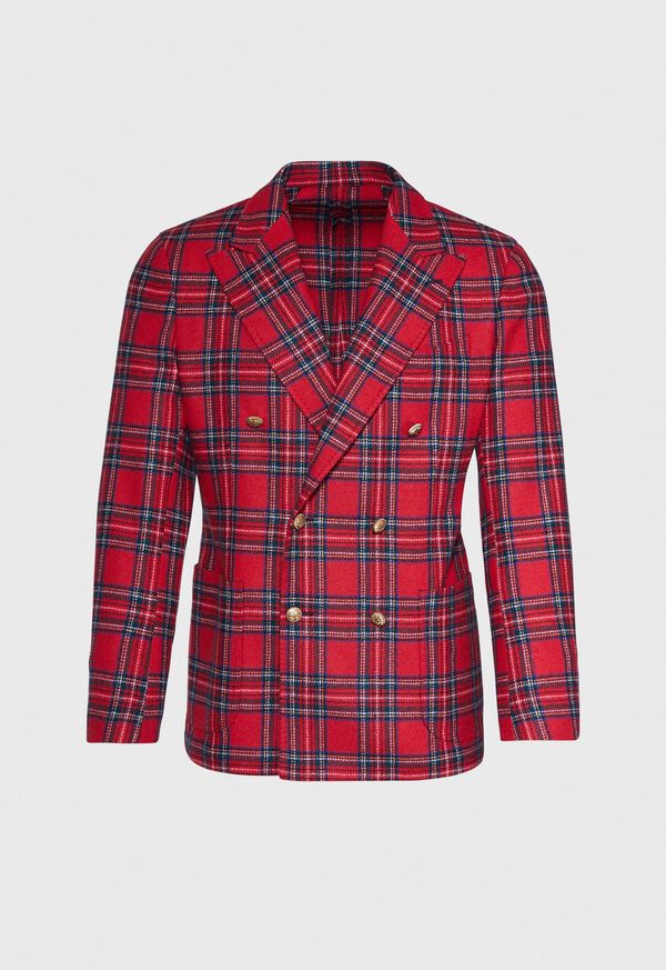 Paul Stuart Wool Red Tartan Double Breasted Jacket
