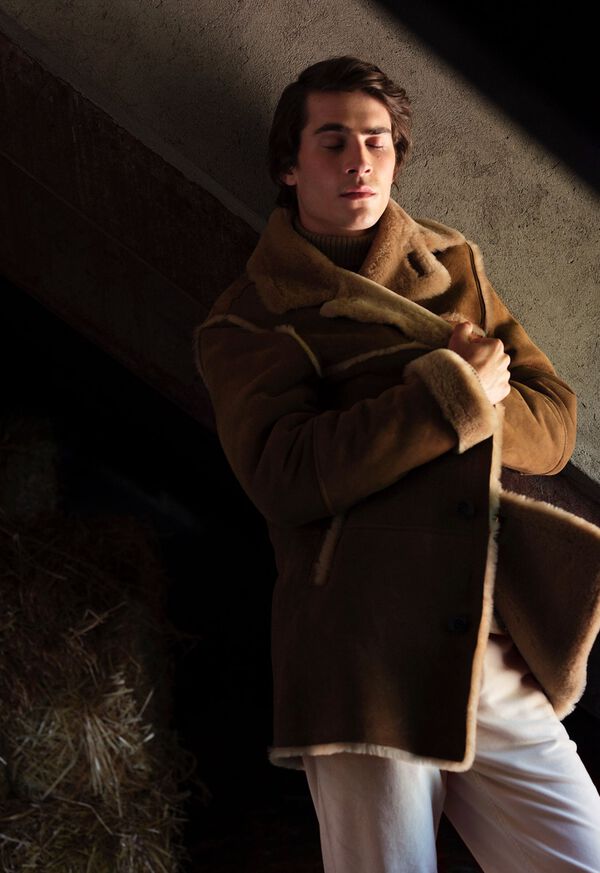 Paul Stuart Suede & Shearling Ranchers Coat Look, image 1