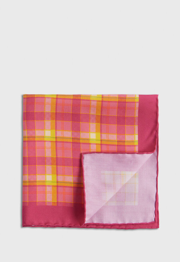 Paul Stuart Habotai Silk Plaid Pocket Square, image 1