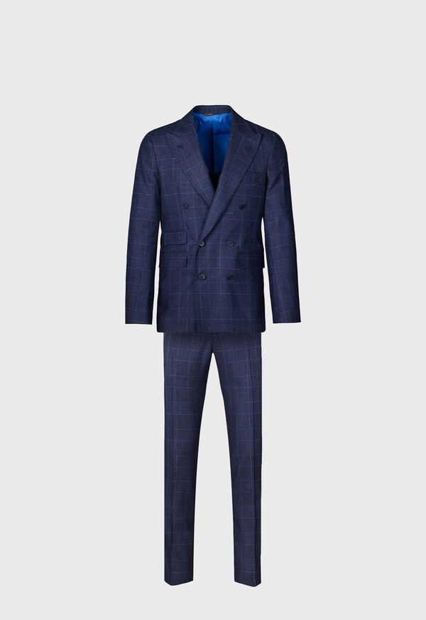 Paul Stuart Navy Plaid Double Breasted Suit, image 1