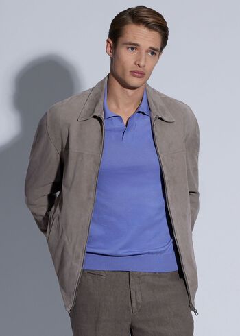 Paul Stuart Suede Zip Front Jacket