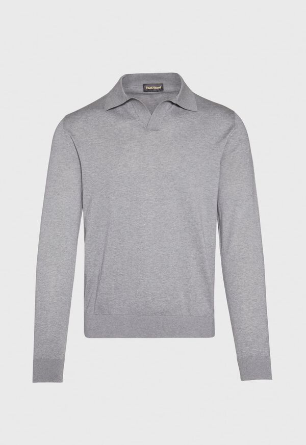 Paul Stuart Cotton Long Sleeve Johnny Collar Polo, image 1