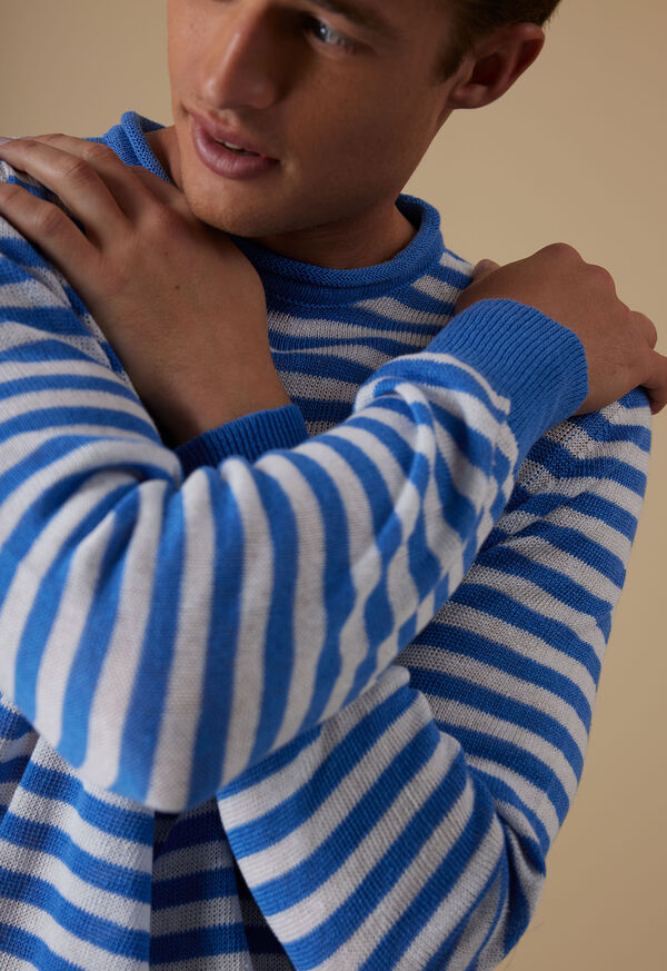 Paul Stuart Linen & Cotton Rollneck Stripe Sweater, image 3