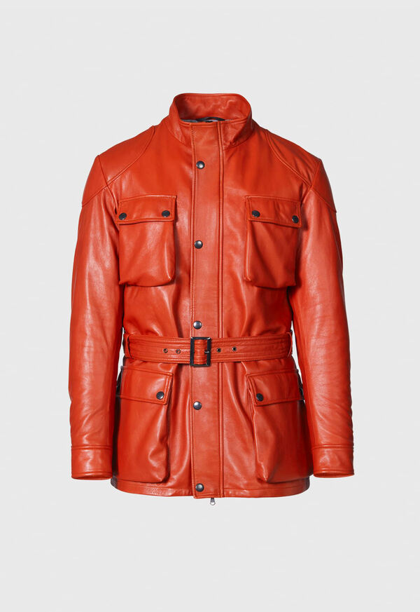 Paul Stuart Paprika Nappa Leather Field Jacket