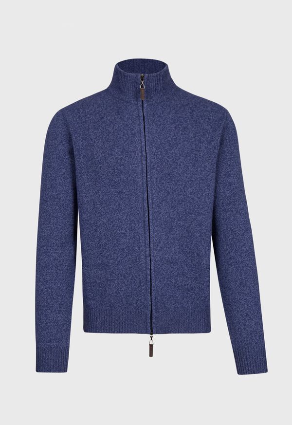 Paul Stuart Wool and Cashmere Blend Moulinee Full Zip Sweater, image 1