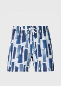 Paul Stuart Indigo Abstract Print Swim Trunk, thumbnail 1