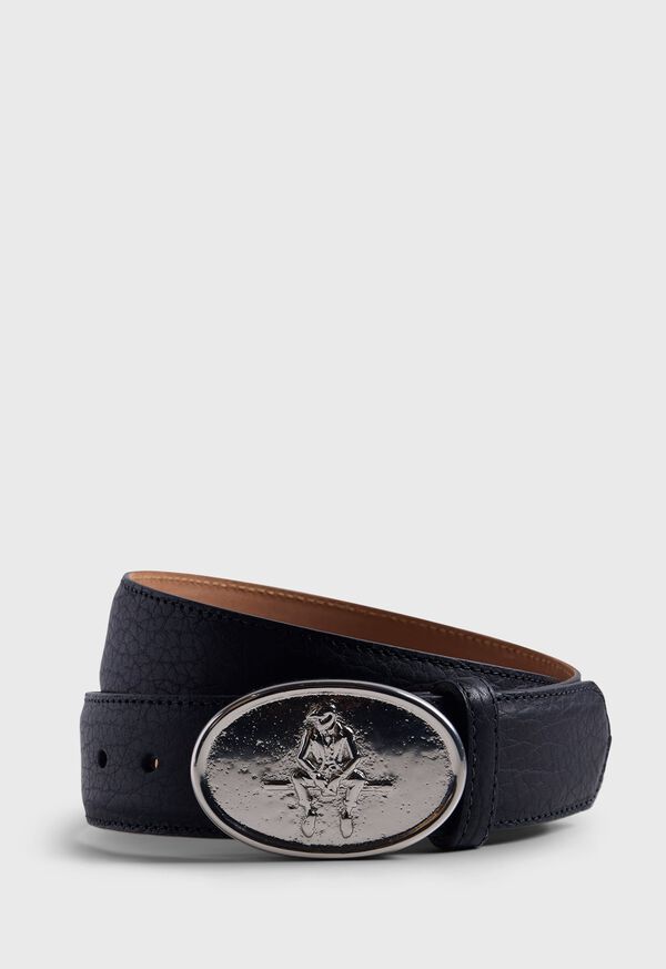 Paul Stuart Man on the Fence Gunmetal Buckle Belt, image 1