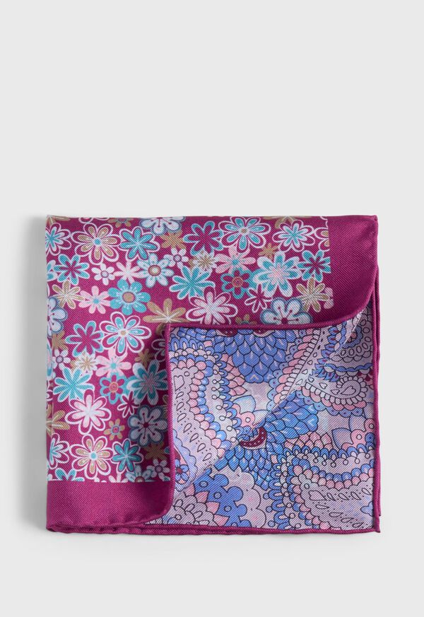 Paul Stuart Printed Silk Tossed Flower Pocket Square, image 1