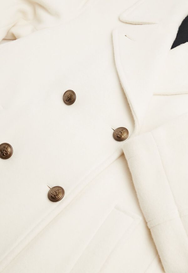 Paul Stuart Long Wool Blend Ivory Peacoat, image 3