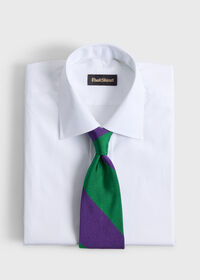 Paul Stuart Woven Silk Two Color Bar Stripe Tie, thumbnail 2