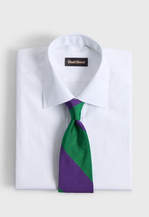 Paul Stuart Woven Silk Two Color Bar Stripe Tie, image 2