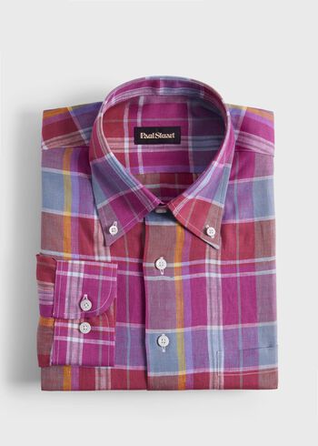 Paul Stuart Oversized Plaid Linen Sport Shirt
