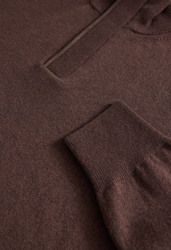 Paul Stuart Cashmere Quarter Zip With Suede Trim, image 2