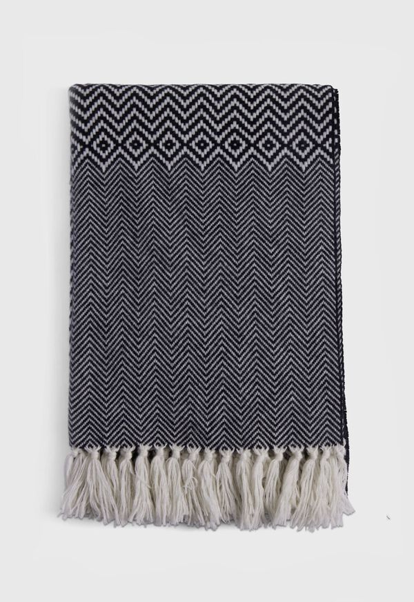 Paul Stuart Herringbone Cashmere Stole with Fringe, image 3