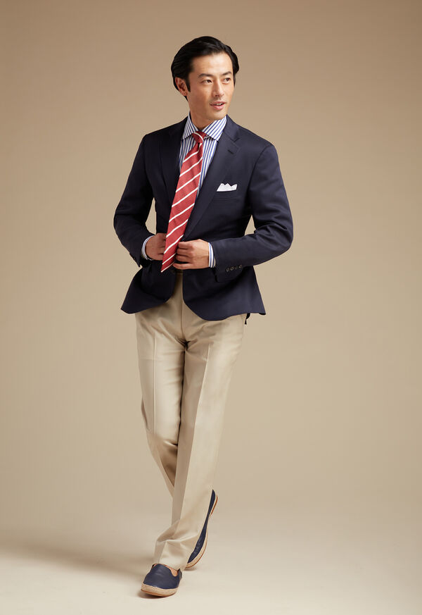 Solid Navy Silk Sport Jacket