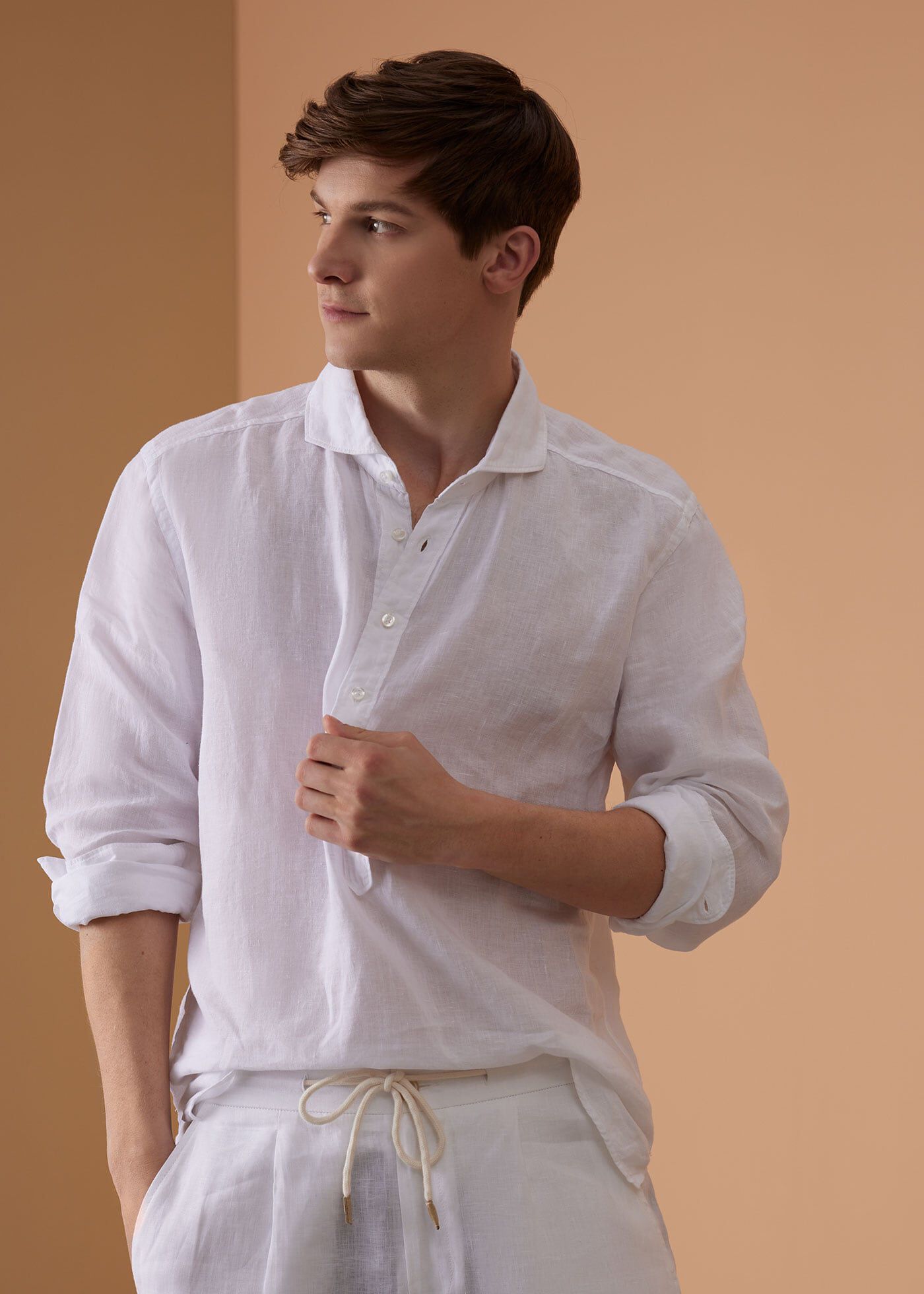 Mens linen discount pullover shirt