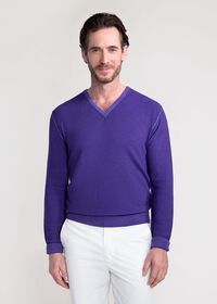 Paul Stuart Washed Rice Stitch V-Neck Sweater, thumbnail 1