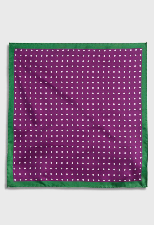 Paul Stuart Printed Silk Contrast Dot Pocket Square, image 2