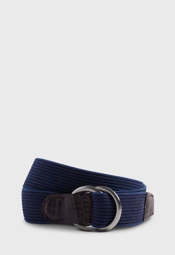 Paul Stuart O-Ring Belt with Crocodile Tabs, image 1