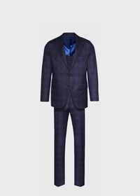 Paul Stuart Navy Plaid Wool Suit, thumbnail 1