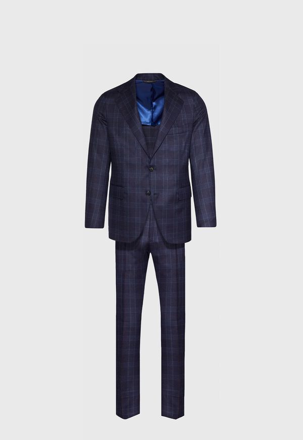 Paul Stuart Navy Plaid Wool Suit, image 1