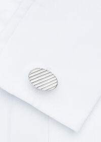 Paul Stuart Sterling Silver Ribbed Oval Cufflinks, thumbnail 1