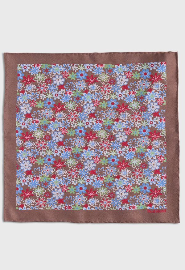 Paul Stuart Printed Silk Tossed Flower Pocket Square, image 2