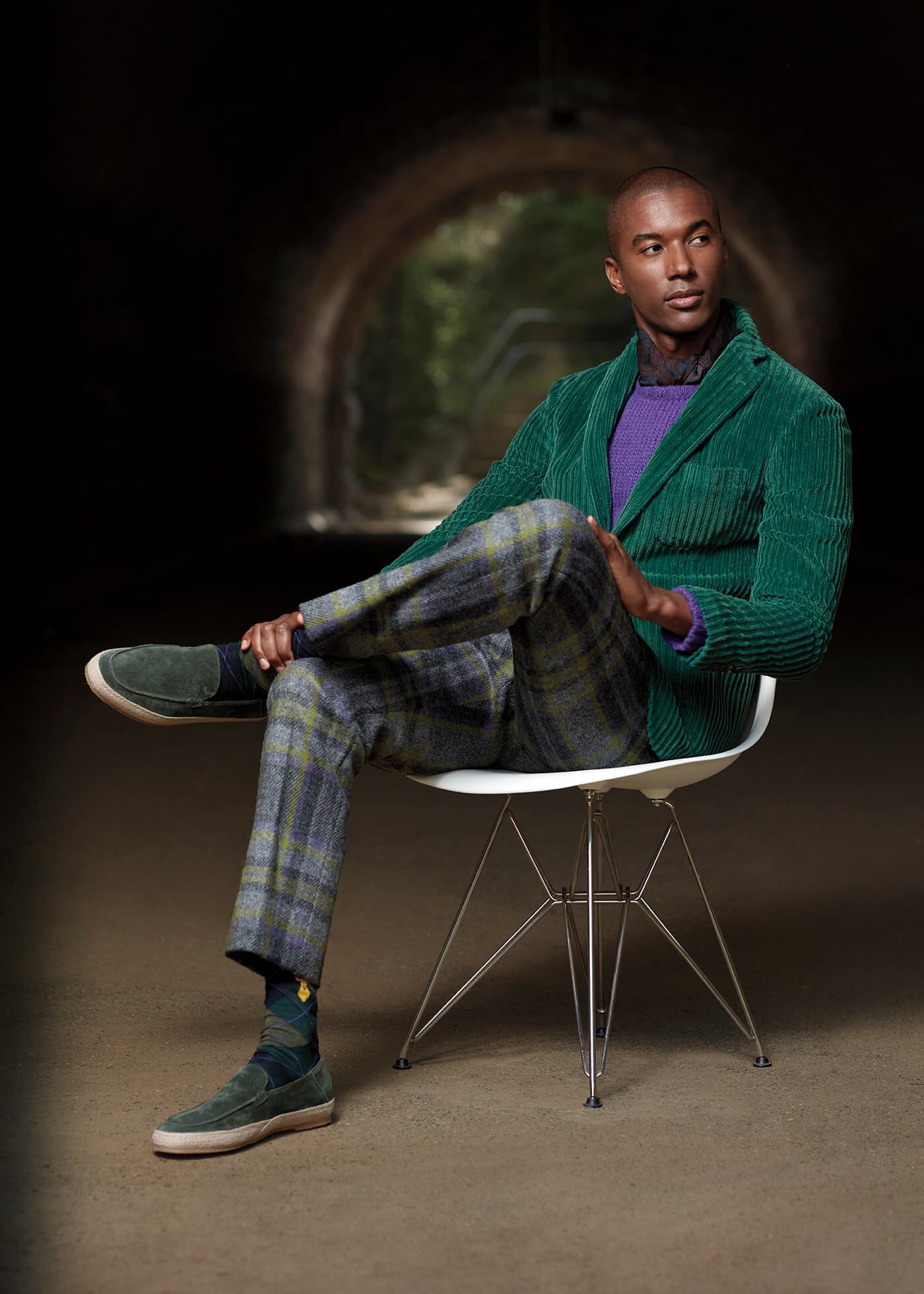 Green Corduroy Blazer Look