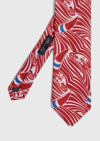Paul Stuart Red Sailboat Wave Print  linen Tie, thumbnail 1