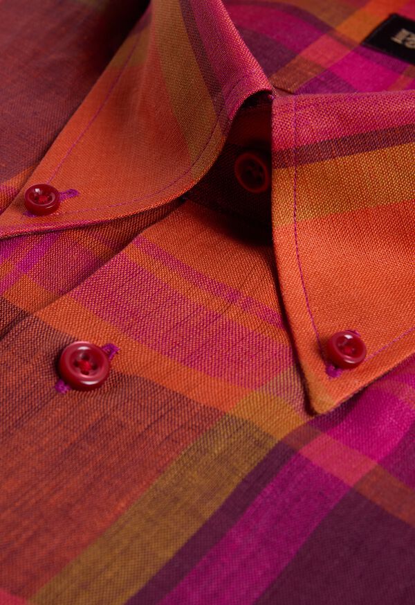 Paul Stuart Linen Plaid Sport Shirt, image 3