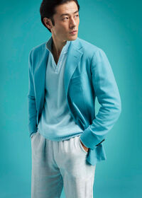 Paul Stuart Cotton Open Collar Birdseye Stitch Sweater, thumbnail 3