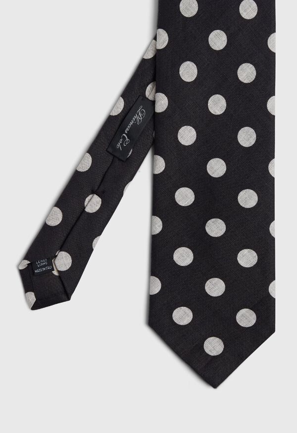 Paul Stuart Black And White Dot Linen Tie, image 1