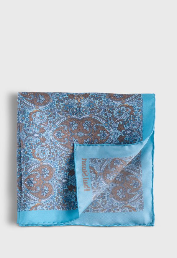 Paul Stuart Printed Silk Paisley Pocket Square, image 1