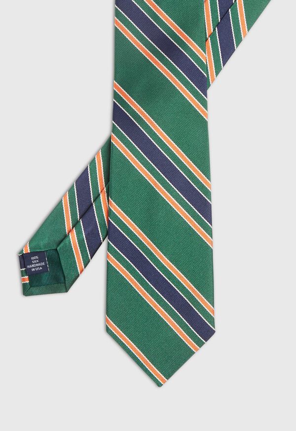 Paul Stuart Green Deco Stripe Silk Skinny Tie, image 1
