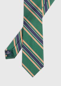 Paul Stuart Green Deco Stripe Silk Skinny Tie, thumbnail 1